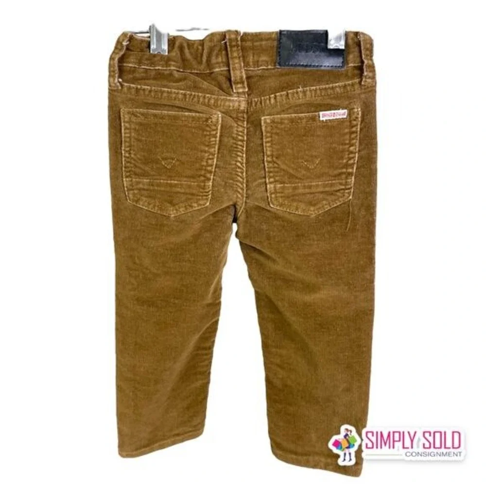 Hudson Boys 2T Brown Corduroy Pants Straight Leg Cotton Stretch Adjustable Waist
